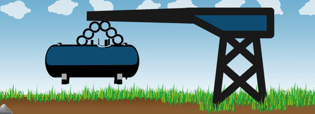 Enlèvement d'une citerne de gaz propane.